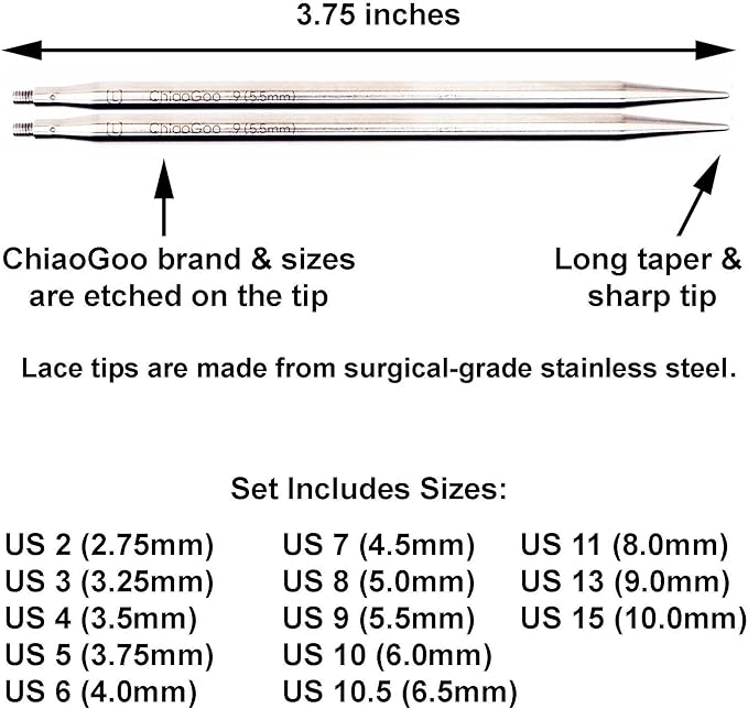 ChiaoGoo Twist Red Lace Interchangeable Circular Knitting Needle Set – Sizes 2.75mm To 5.00mm